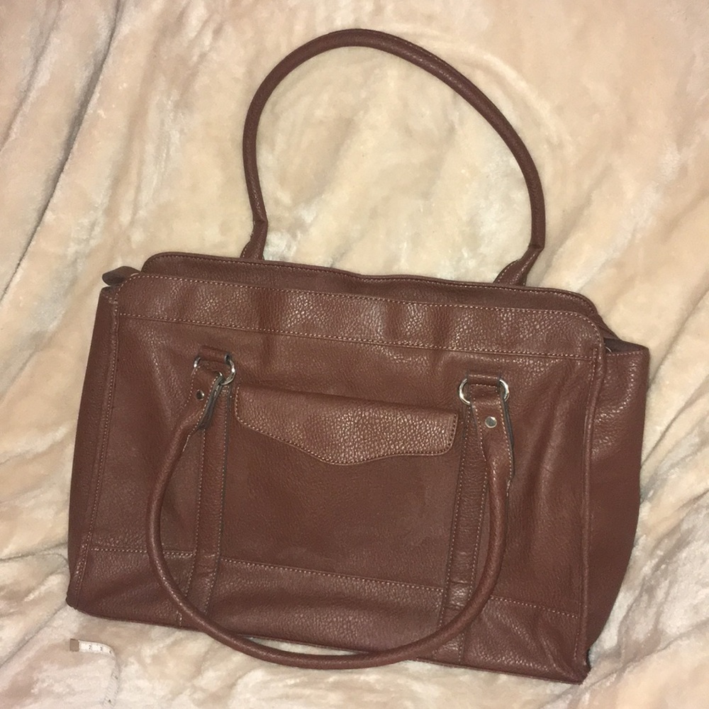 Brown pebbled leather Merona laptop tote